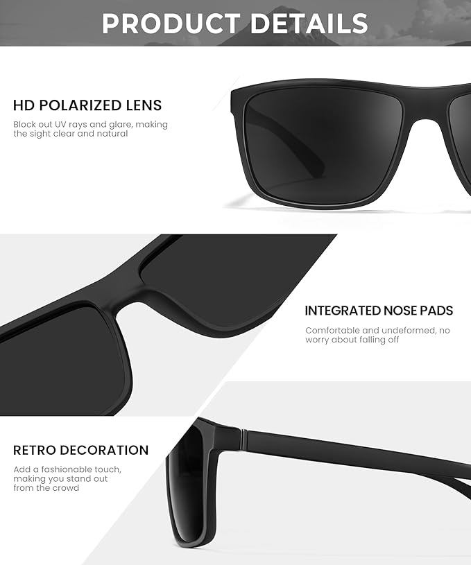 Polarized Sunglasses Men Women: Mens Sunglasses Sun Glasses for Driving Sports Fishing with UV Protection 3 Packs