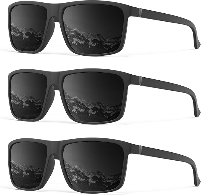 Polarized Sunglasses Men Women: Mens Sunglasses Sun Glasses for Driving Sports Fishing with UV Protection 3 Packs
